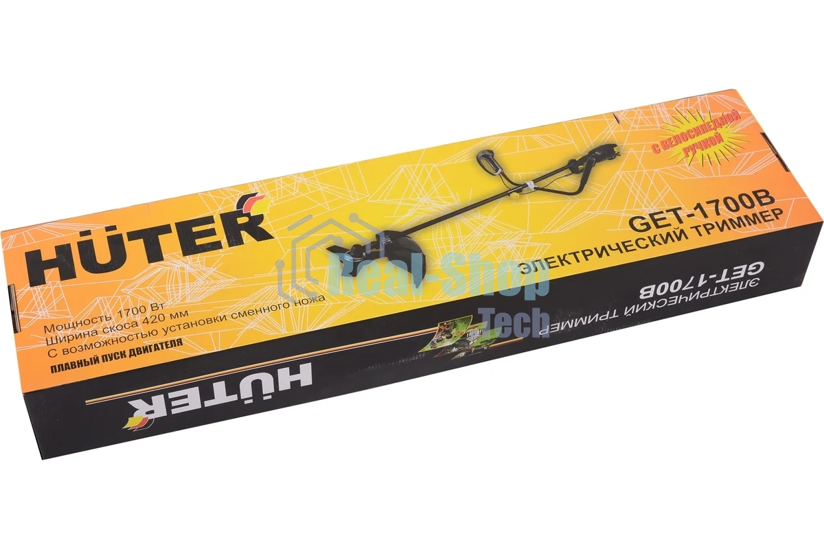 Триммер электрический Huter GET-1700B, от сети, 1700 Вт