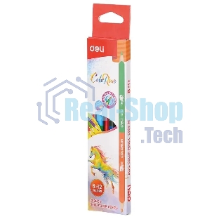 Карандаши цветные Deli EC00500 ColoRun, двухцветные, липа, 12 цветов, коробка с европодвесом (6шт)