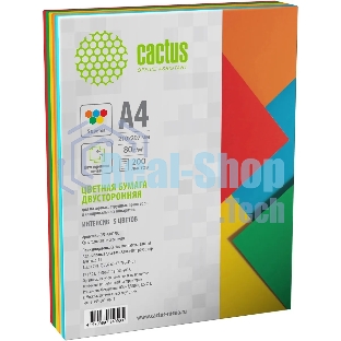 Бумага Cactus CS-CPC-A480200 A4/80г/м2/200л./радуга интенсив (5цветов)