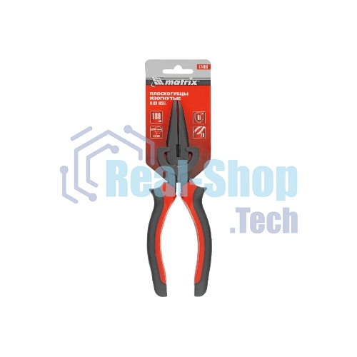 Длинногубцы Matrix black nickel 180 мм, изогнутые, двухкомпонентные рукоятки