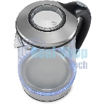 Чайник электрический Hyundai HYK-G8406 1.7 л, 2200 Вт, прозрачный/черный (корпус: нержавеющая сталь)