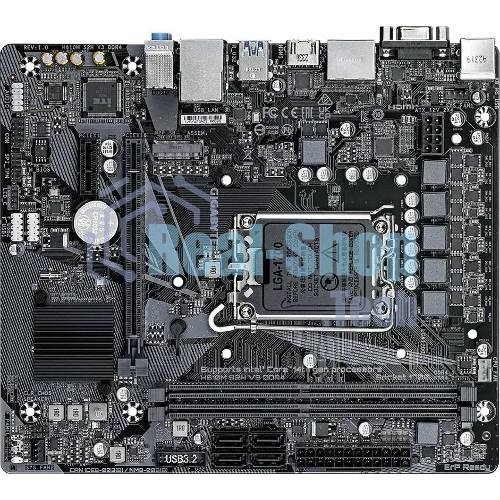 Материнская плата Gigabyte H610M S2H V3 DDR4, LGA 1700, Intel H610, 2xDDR4, 4xSATA, 1xM.2, 1xPCIe 4.0 x16, 1xPCIe x1, 1xHDMI, 1xDP, 1xVGA, 1x 1Gb LAN, 2xUSB-A 3.2 Gen 1, 4xUSB-A 2.0, 3x 3.5 мм, 7.1, mATX