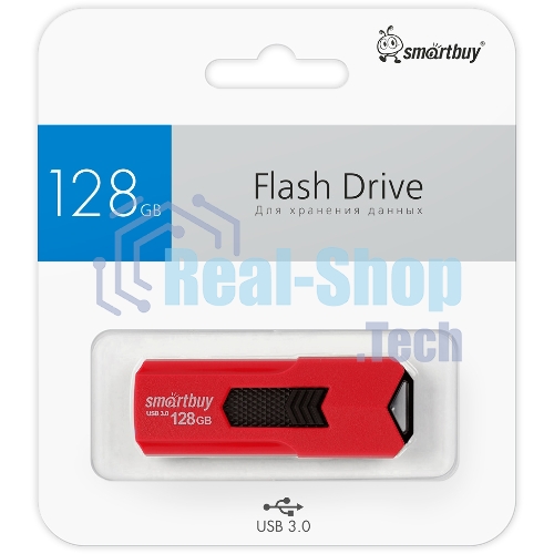 Флешка USB Smartbuy STREAM Red (SB128 GbST-R3), 128Gb, USB 3.0, R/W 75/30, красный/черный