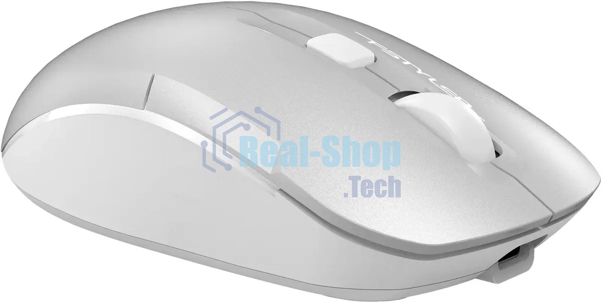 Мышь беспроводная A4Tech Fstyler FB26CS Air2 серебристый/белый, 2000 dpi, радиоканал, Bluetooth, USB, кнопки - 4