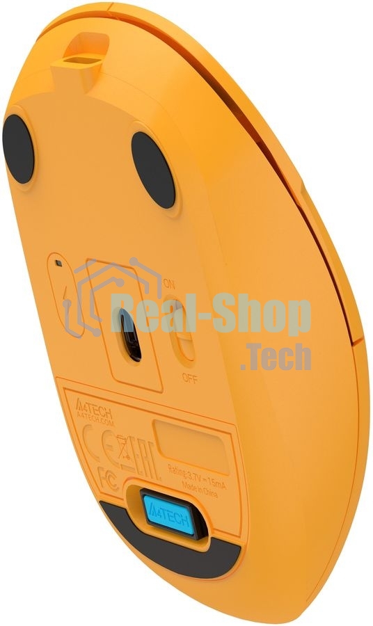 Мышь беспроводная A4Tech Fstyler FG15C Air2 желтый, 1200 dpi, радиоканал, USB, кнопки - 3