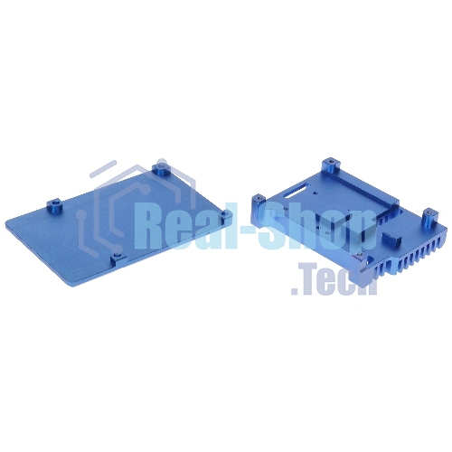 Корпус Qumo Aluminum case with double black fans, Raspberry Pi 4, blue(RS008)