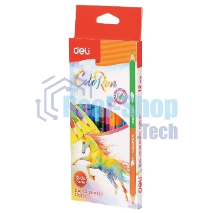 Карандаши цветные Deli EC00520 ColoRun, двухцветные, липа, 24 цвета, коробка с европодвесом (12шт)