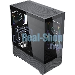 Компьютерный корпус Accord ACC-EL1B TG черный без БП ATX 2xUSB2.0 1xUSB3.1 audio