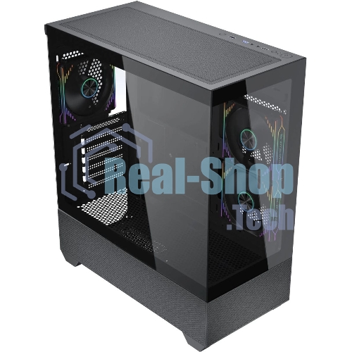 Компьютерный корпус Accord ACC-EL1B TG черный без БП ATX 2xUSB2.0 1xUSB3.1 audio
