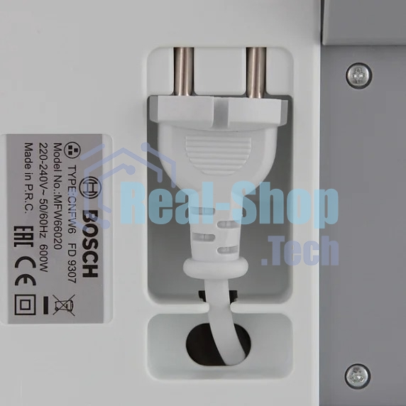 Мясорубка электрическая Bosch MFW 66020 белый/серый, 1800 Вт, 3.0 кг/мин, реверс, защита от перегрузки, насадки - 5