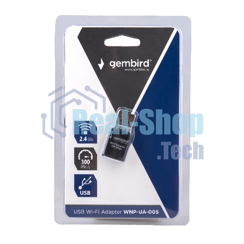 Сетевой адаптер Wi-Fi Gembird WNP-UA-005 300Мбит, USB, 802.11b/g/n