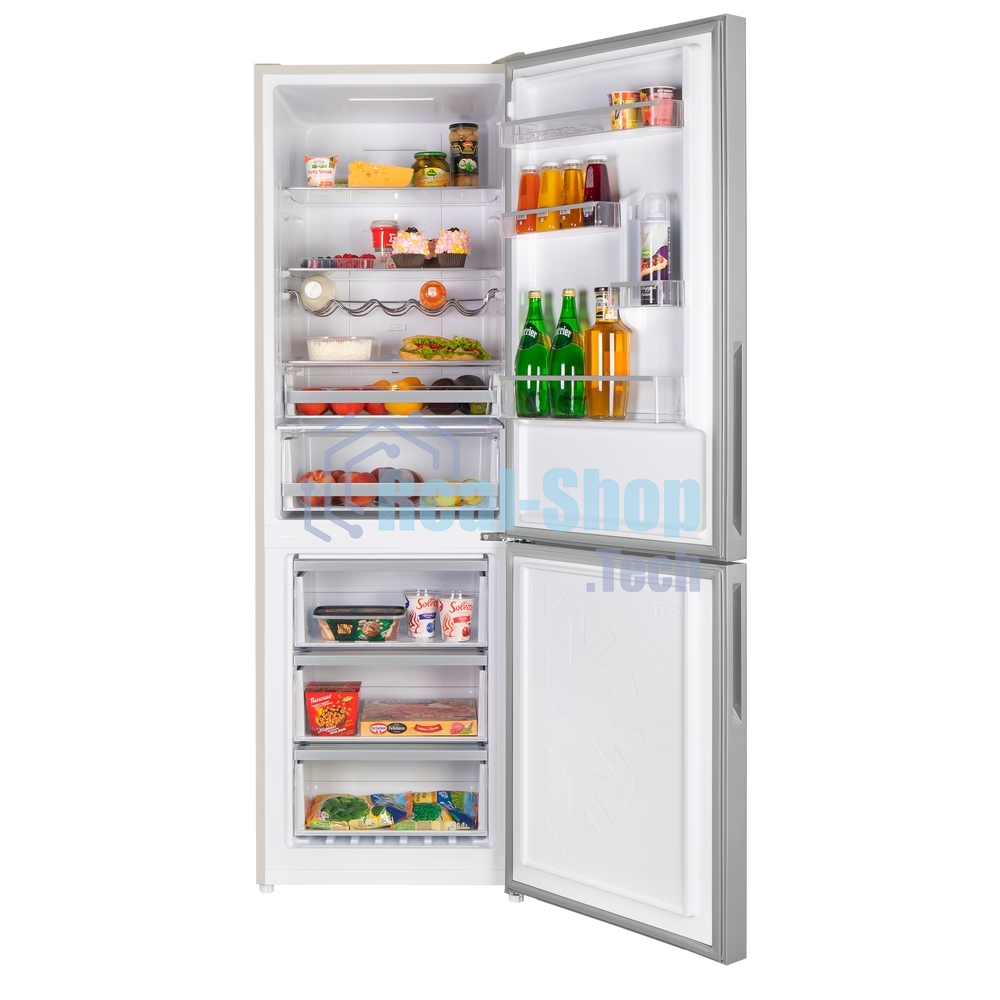 Холодильник Maunfeld MFF185NFBG Matt Inverter бежевый двухкамерный 240/100л морозилка снизу, No Frost