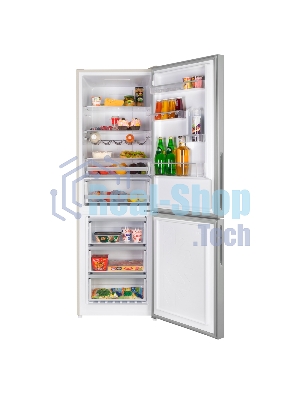 Холодильник Maunfeld MFF185NFBG Matt Inverter бежевый двухкамерный 240/100л морозилка снизу, No Frost