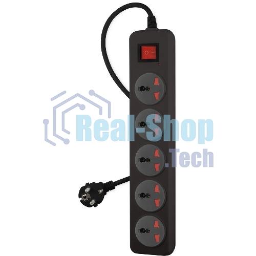 Сетевой фильтр Buro 500UNH-1.8-BG 1.8м (5 розеток) черный/серый (коробка)