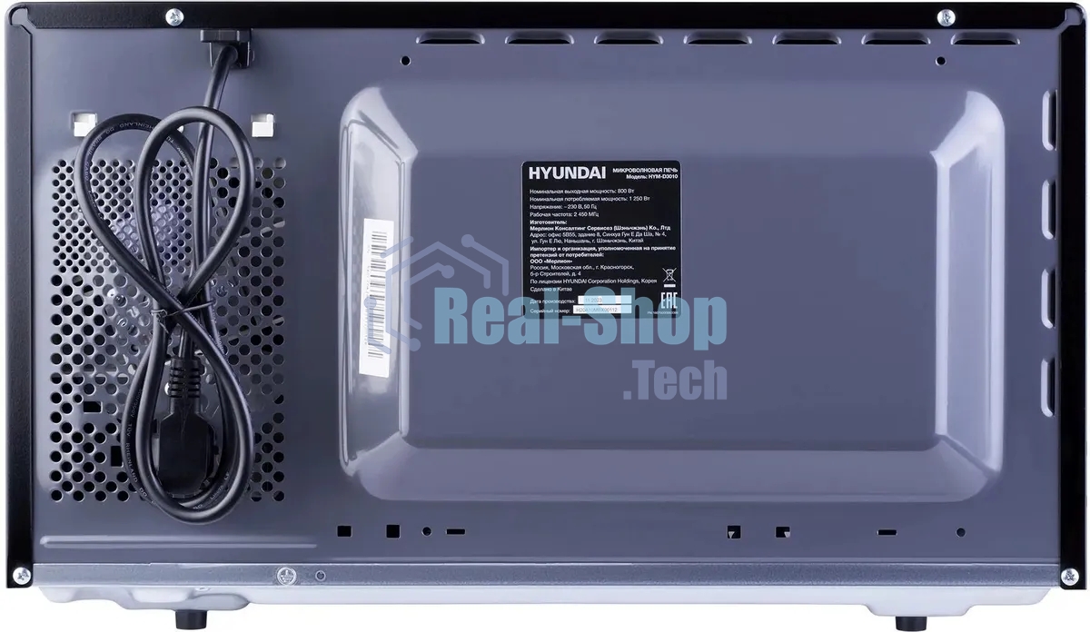 Микроволновая печь Hyundai HYM-D3010 черный, 23 л, 800 Вт, переключатели - кнопки, поворотный механизм