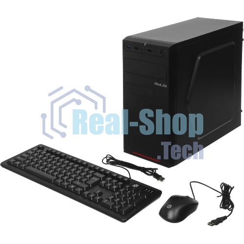 Компьютер Amur Нарвал B7I21 MT i3 12100 (3.3) 16Gb SSD 512Gb UHDG 730 FreeDOS 2.5xGbitEth 400W мышь клавиатура черный (RUS) (2147008)