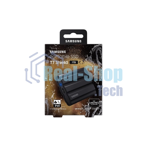 Внешний SSD Samsung T7 Shield, 1TB, USB 3.2 Gen 2 Type-C, R/W 1050/1000, черный