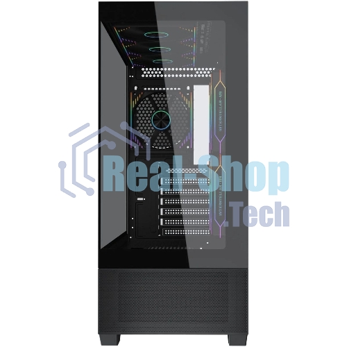 Компьютерный корпус Accord ACC-EL1B TG черный без БП ATX 2xUSB2.0 1xUSB3.1 audio