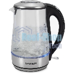 Чайник электрический Hyundai HYK-G8406 1.7 л, 2200 Вт, прозрачный/черный (корпус: нержавеющая сталь)
