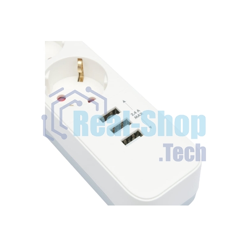 Сетевой фильтр Гарнизон 2.0 Мультипорт EPS-4-U3-W-4, 4 р, 10А, 3xUSB, 4 м, ур.защиты 2+, белый, пакет
