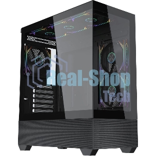 Компьютерный корпус Accord ACC-EL1B TG черный без БП ATX 2xUSB2.0 1xUSB3.1 audio