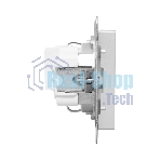 Механизм розетки EKF UP1-SOA-110 16А, с заземлением, без шторок, алюминий Эпика