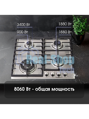 Газовая варочная панель Zigmund & Shtain G 20.6 S нержавеющая сталь