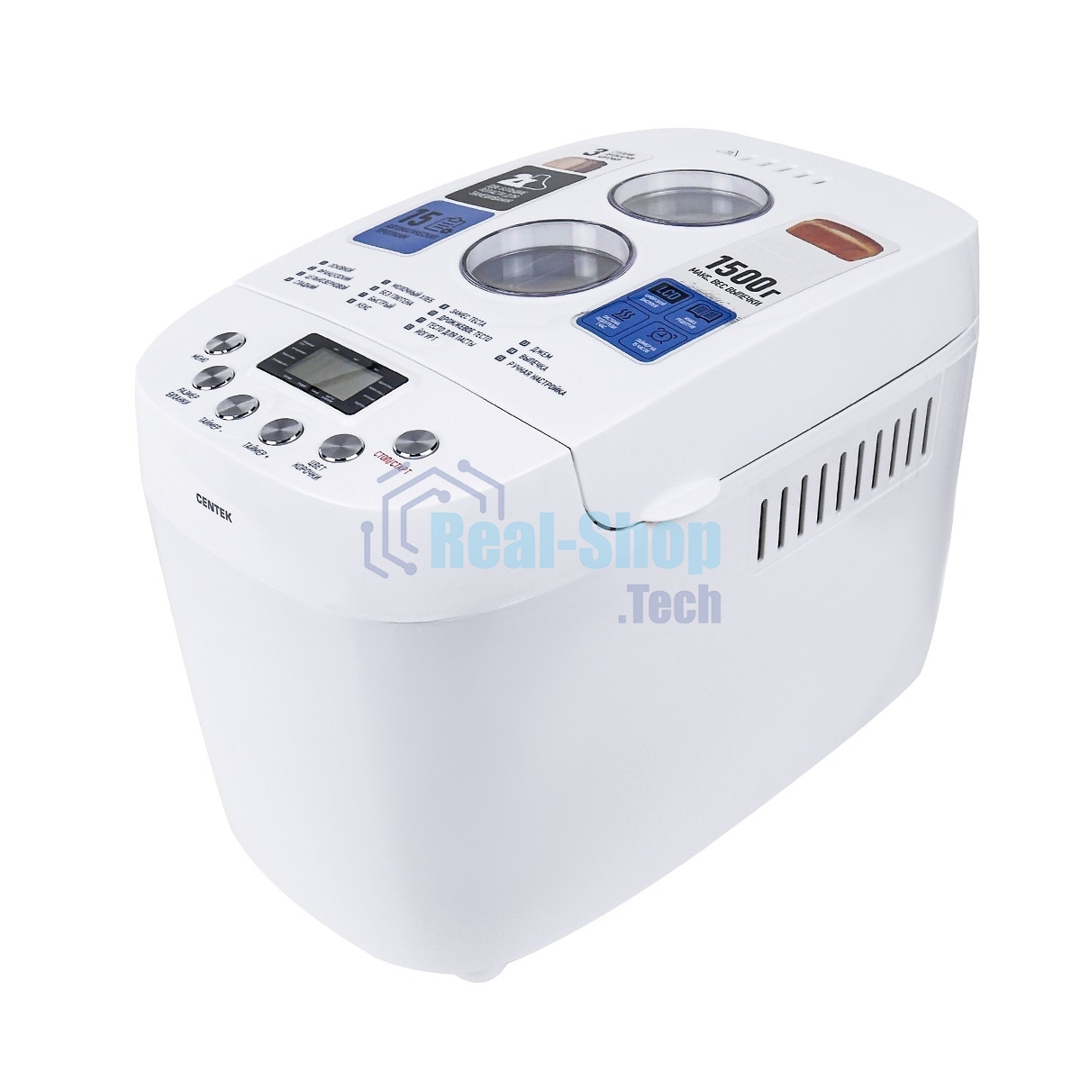 Хлебопечка Centek CT-1417 белый, 850 Вт, 1.5 кг, 15 программ