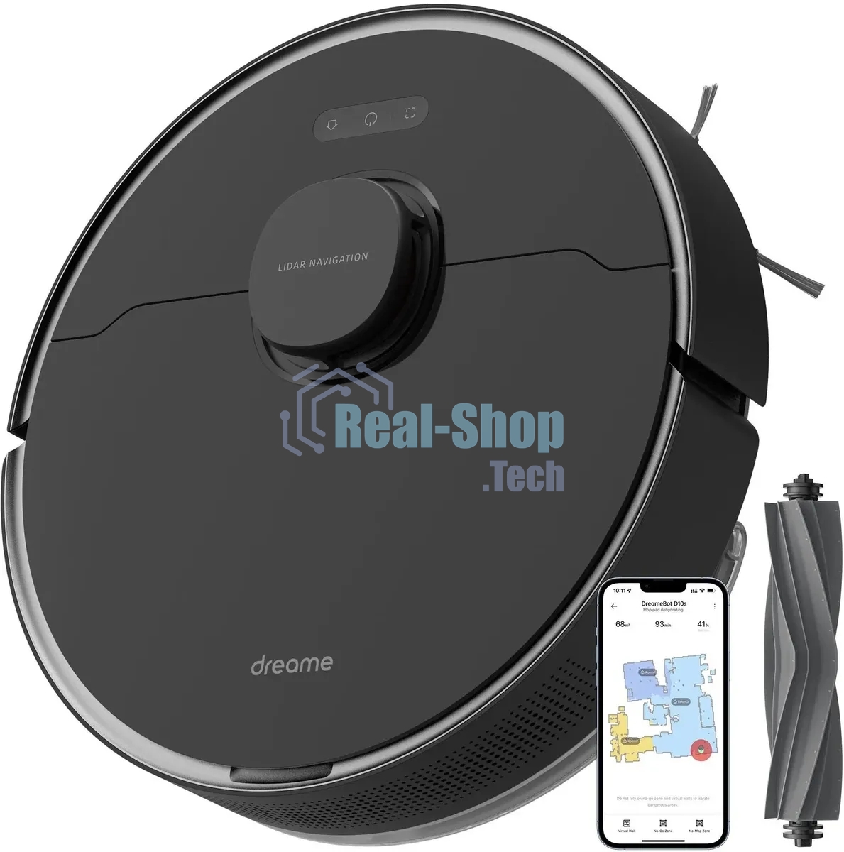 Робот-пылесос Dreame D10S Pro черный, 5200 мА·ч Li-Ion, уборка сухая/влажная, пылесборник контейнер 0.57 л