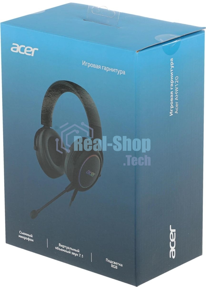 Гарнитура Acer AHW120 чёрный, проводная, USB, подсветка