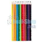 Карандаши цветные Deli EC113-12 Enovation, трехгранный профиль, пластик 12 цветов, коробка с европодвесом (12шт)