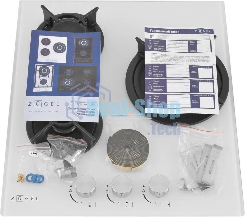 Варочная панель газ ZUGEL ZGH452W, белая