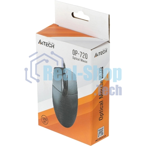 Мышь проводная A4Tech OP-720 черный, 1200 dpi, USB, кнопки - 3