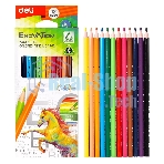 Карандаши цветные Deli EC113-12 Enovation, трехгранный профиль, пластик 12 цветов, коробка с европодвесом (12шт)