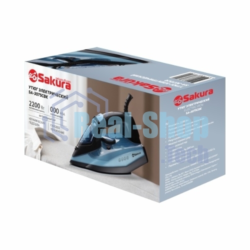Утюг Sakura SA-3075CBK 380мл, 2400 Вт,керам, черный/синий