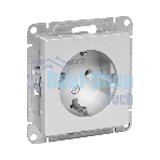 Механизм розетки EKF UP1-SOA-110 16А, с заземлением, без шторок, алюминий Эпика