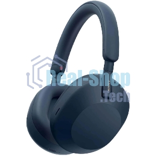 Беспроводные/проводные наушники Sony WH-1000XM5 синий, полноразмерные, Bluetooth + проводной, активное шумоподавление, до 30 ч