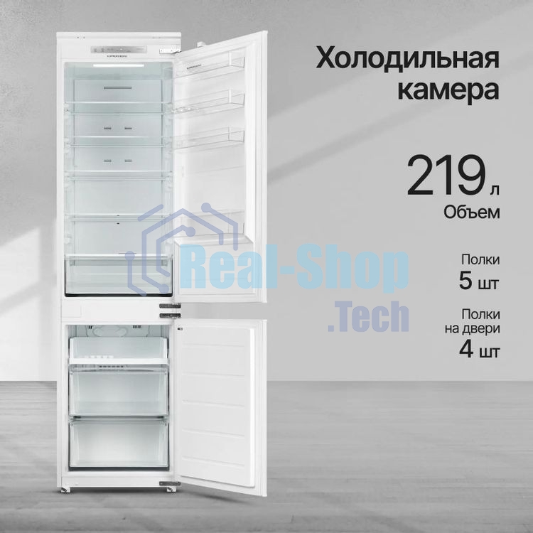 Встраиваемый холодильник Kuppersberg RBN 1961, High-Tech двухкамерный, полезный объем 334 л, суперохлаждение, суперзаморозка, функция отпуск, перевешиваемые двери (door slider), электронное управление, звуковая индикация открытой двери, NoFrost, зона свежести, LED освещение, инвертерный компрессор, энергоэффективность А++, уровень шума 35 дБ, белый
