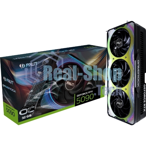 Видеокарта Palit PCI-E RTX 5090 GAMEROCK OC NVIDIA GeForce RTX 5090 32Gb 512bit GDDR7 2295/30000 HDMIx1 DPx3 HDCP Ret