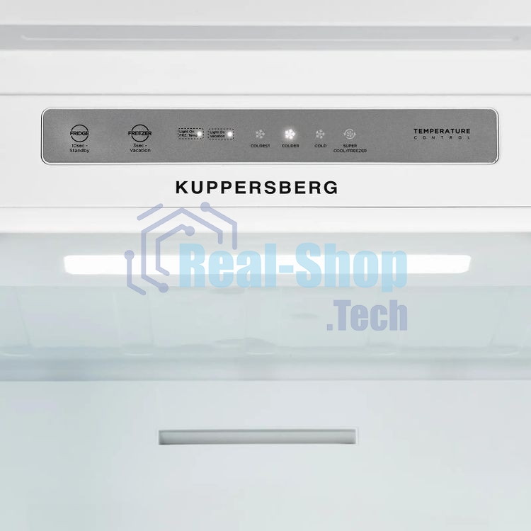 Встраиваемый холодильник Kuppersberg RBN 1961, High-Tech двухкамерный, полезный объем 334 л, суперохлаждение, суперзаморозка, функция отпуск, перевешиваемые двери (door slider), электронное управление, звуковая индикация открытой двери, NoFrost, зона свежести, LED освещение, инвертерный компрессор, энергоэффективность А++, уровень шума 35 дБ, белый