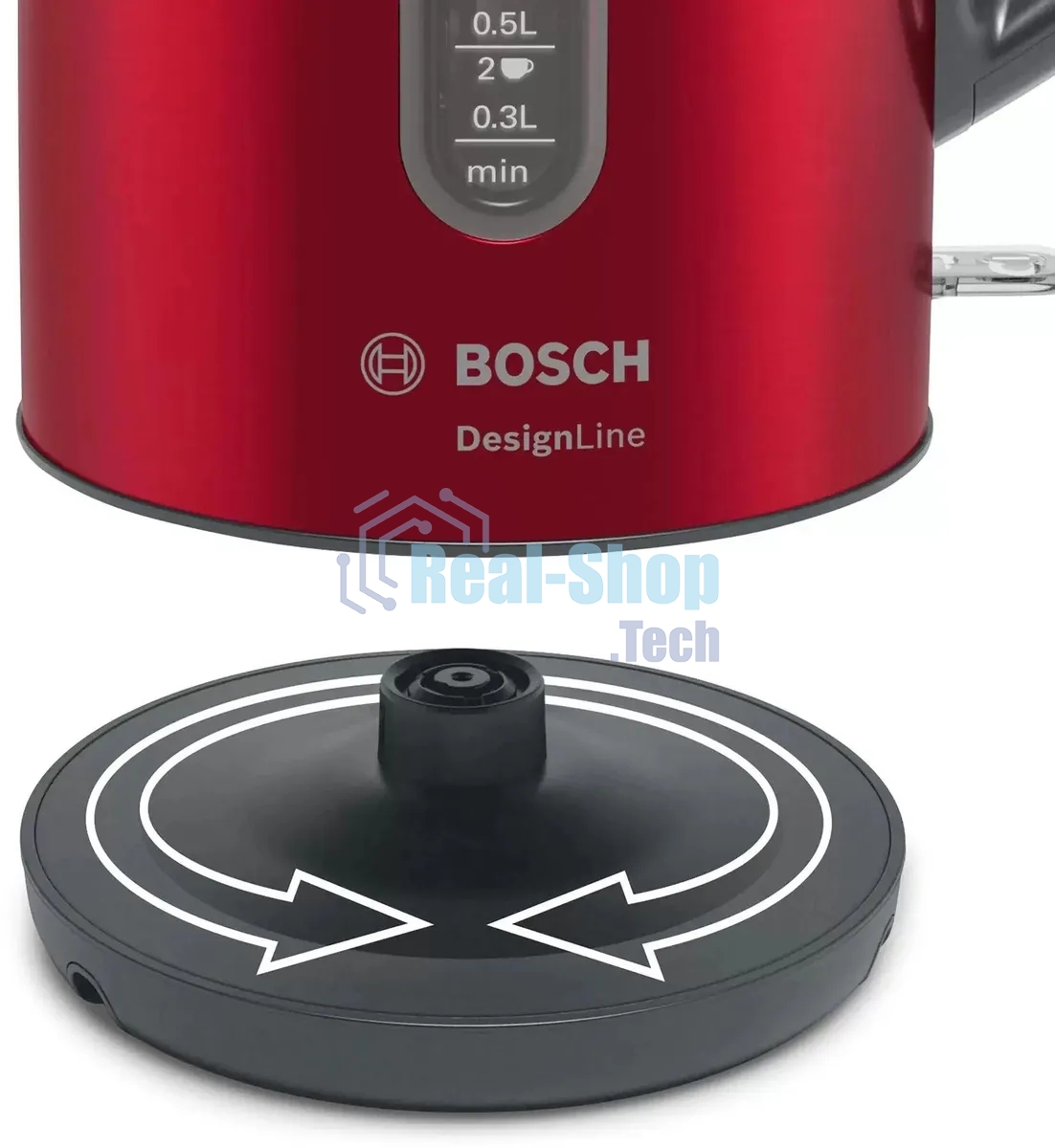 Электрочайник Bosch TWK4P434 красный, 1.7 л, 2400 Вт, скрытый нагревательный элемент