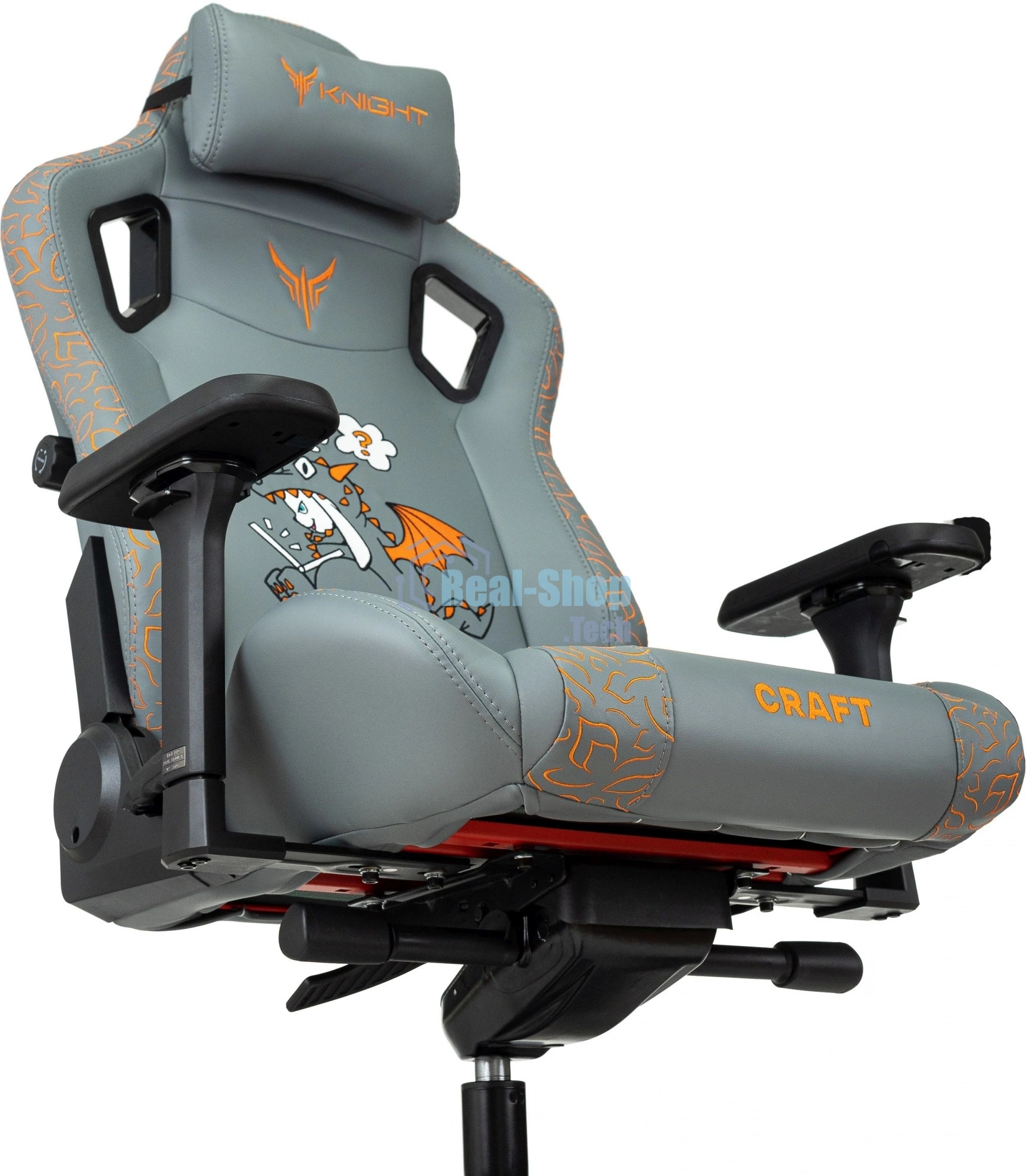 Кресло игровое Knight Craft Dragon серый эко.кожа крестов. металл