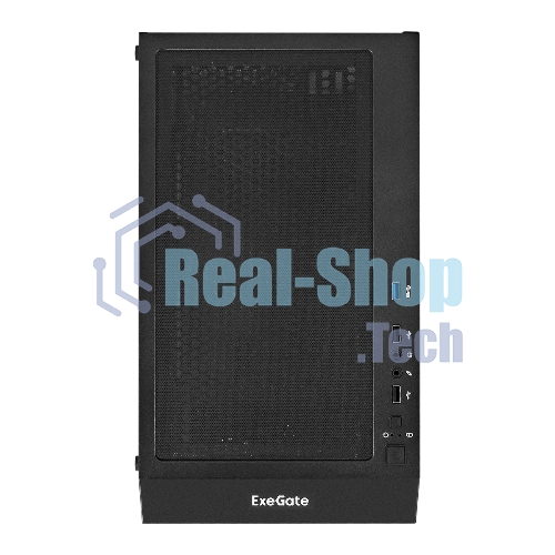 Компьютерный корпус Miditower ExeGate EVO-5001A-EVO800 (ATX, БП EVO800RGb с вент. 12 см, 2хUSB+1хUSB 3.0+HD Audio, черный, 3 вент.12см с RGb подсветкой, боковая панель - закаленное стекло)