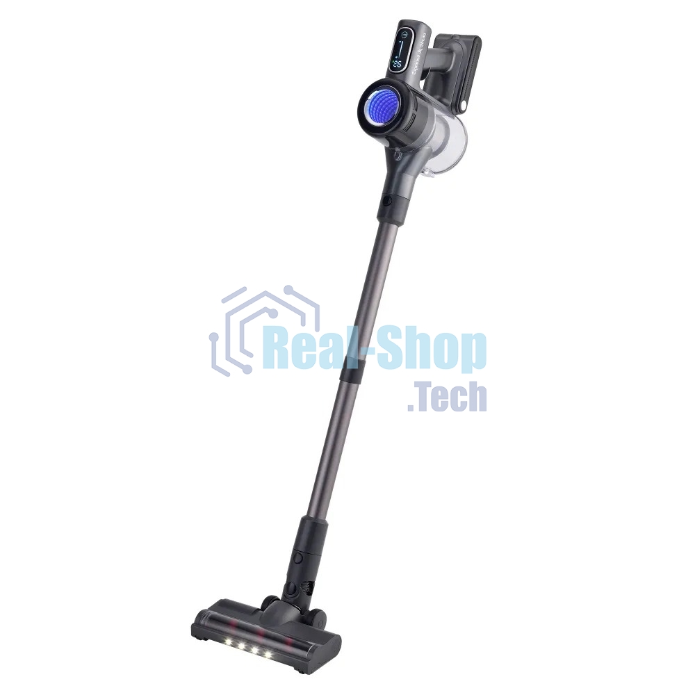 Пылесос вертикальный Zigmund & Shtain ZVC-1510 серый, питание от аккумулятора, 450 Вт, уборка суxая/влажная, пылесборник 0.5 л