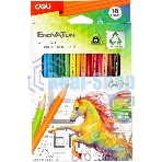 Карандаши цветные Deli EC113-18 Enovation, трехгранный профиль, пластик 18 цветов, коробка с европодвесом (18шт)