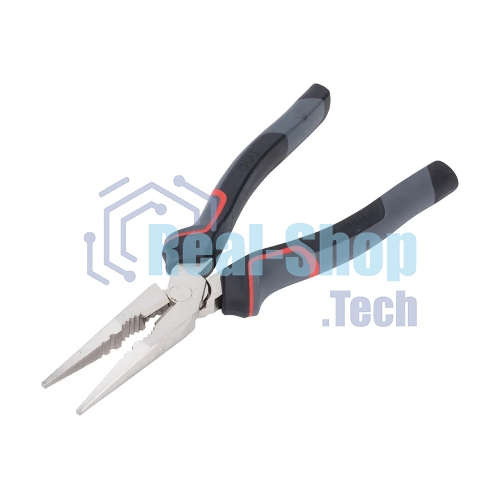 Плоскогубцы удлиненные Deli DL0104 200 мм, Cr-V, эксцентриковый шарнир, антикоррозийное покрытие, трехкомпонентная прорезиненная рукоять
