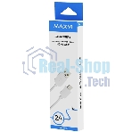 Кабель Maxvi MC-02 white USB-A - Type-C ток макс. нагрузки 2А, макс. напряжение 5V, длина кабеля 1м, материал PVC, белый