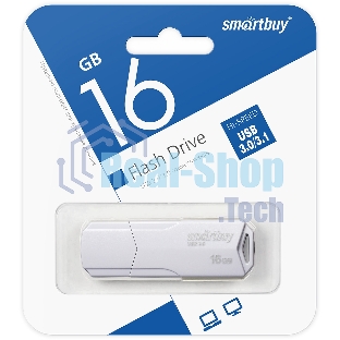 Флешка USB Smartbuy CLUE white (SB16GbCLU-W), 16Gb, USB 2.0, R/W 15/8, белый