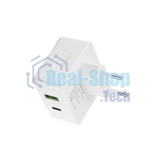 Сетевое зарядное устройство Maxvi CHL-603PD Type-C\USB 30W 6A (3A+3A) PD QC3.0, белый