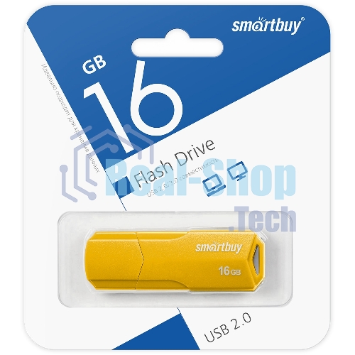 Флешка USB Smartbuy CLUE Yellow (SB16GbCLU-Y), 16Gb, USB 2.0, R/W 25/15, желтый